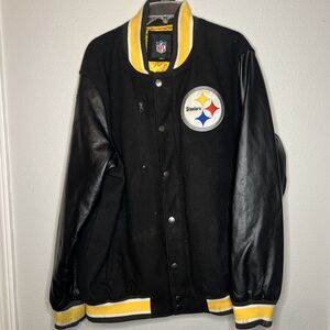 VTG 1990s Pittsburgh Steelers NFL Suede Leather Jacket Embroidered Sizes XL